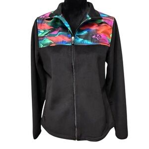 Fila Sport Multi Color Graphic Size Medium Full Zip Fleece Jacket.